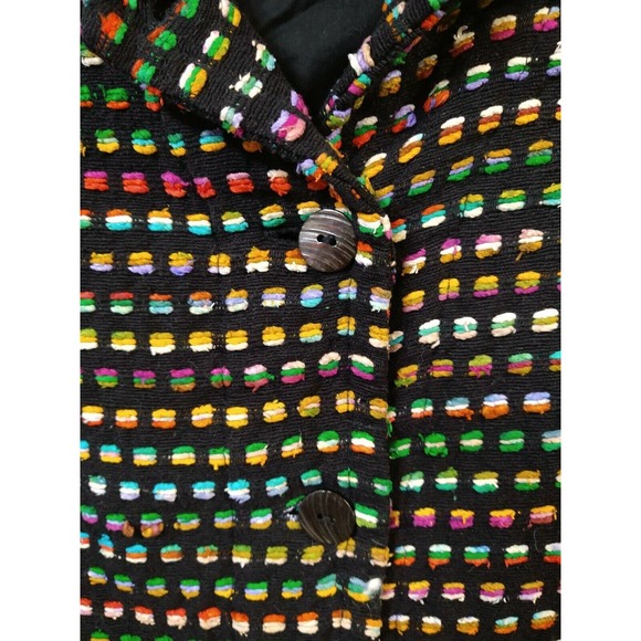 VTG Chico's WM 3 Jacket Colorful Silk Blend Long Sleeve Button Closure Collar - Picture 3 of 4